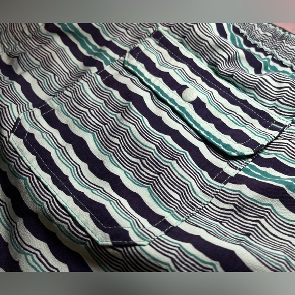 L.L.Bean Men’s Baggies Size Medium Light Green Sea Foam Ocean Wave Print - Picture 12 of 16